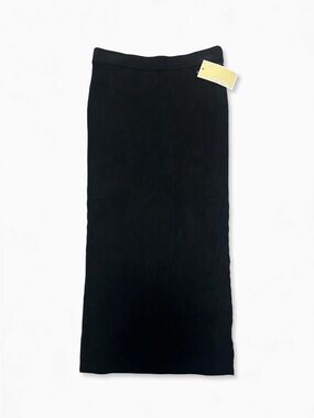 Michael Kors Ribbed Maxi Skirt Small Black Long Pencil Stretch Knit NWT $165